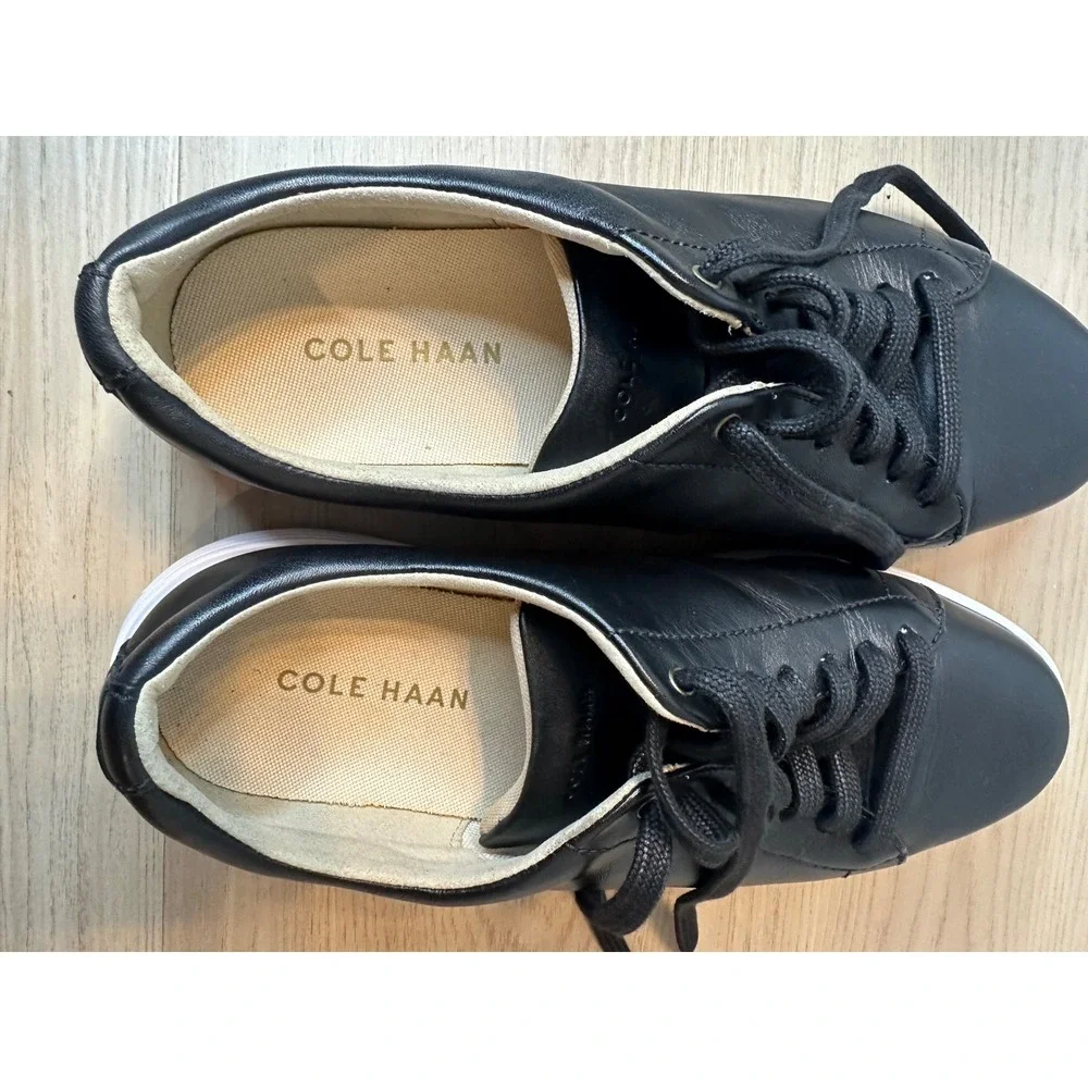 Cole Haan Grand Crosscourt Black Leather Sneakers Womens 9B W11175 Low Top Shoes